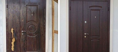 Обивка металлических и деревянных дверей. Установка и замена панелей мдф на входных дверях